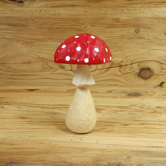 Fliegenpilz Zauber (handgeschnitzt) aus Zirbenholz